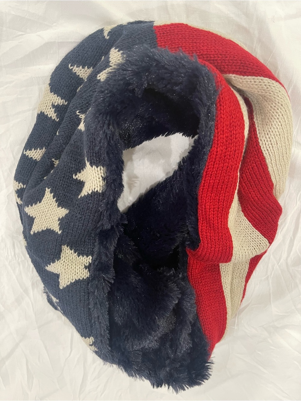 Infinity July 4th Scarf - Red, White & Blue Star Stripe Knit - Picture 5 of 9